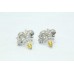 Ear tops studs Earrings white Gold Plated white Zircon Stones flower design